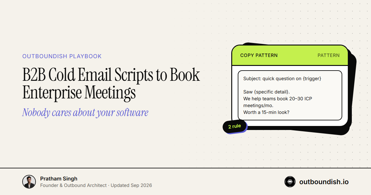 B2B Cold Email Scripts to Book Enterprise Meetings — Outboundish cover