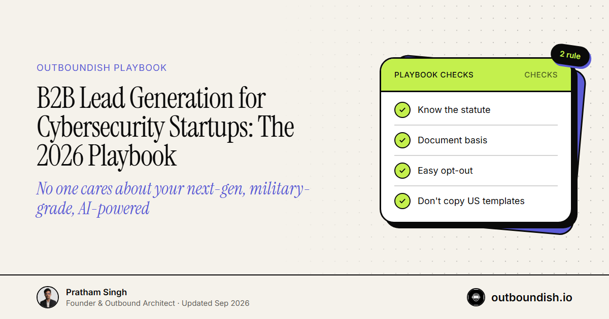 B2B Lead Generation for Cybersecurity Startups: The 2026 Playbook — Outboundish cover