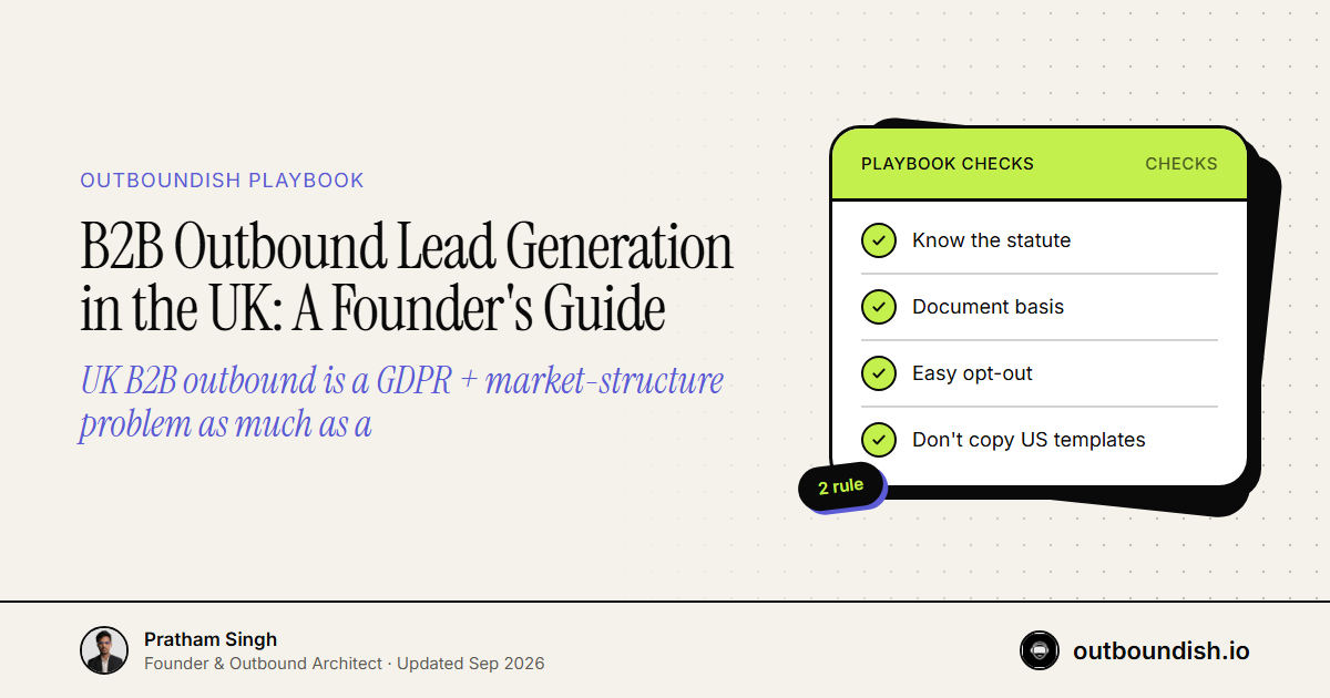 B2B Outbound Lead Generation in the UK: A Founder's Guide — Outboundish cover