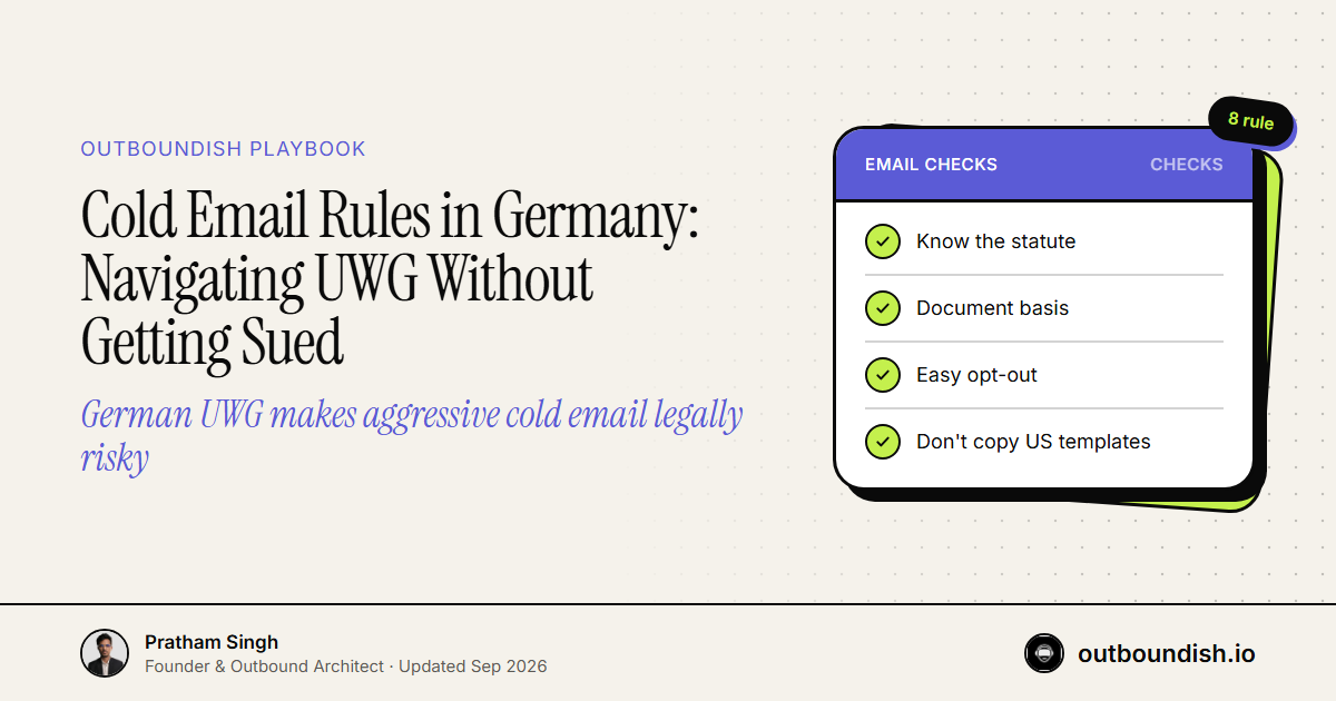 Cold Email Rules in Germany: Navigating UWG Without Getting Sued — Outboundish cover
