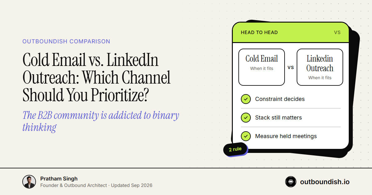Cold Email vs. LinkedIn Outreach: Which Channel Should You Prioritize? — Outboundish cover